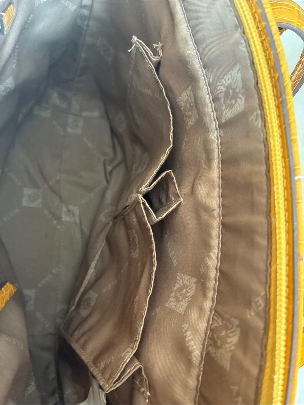 Anne Klein Yellow Croc-Embossed  Bag with Card Holder - Picture 7 of 9